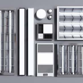 现代格栅灯3D模型下载